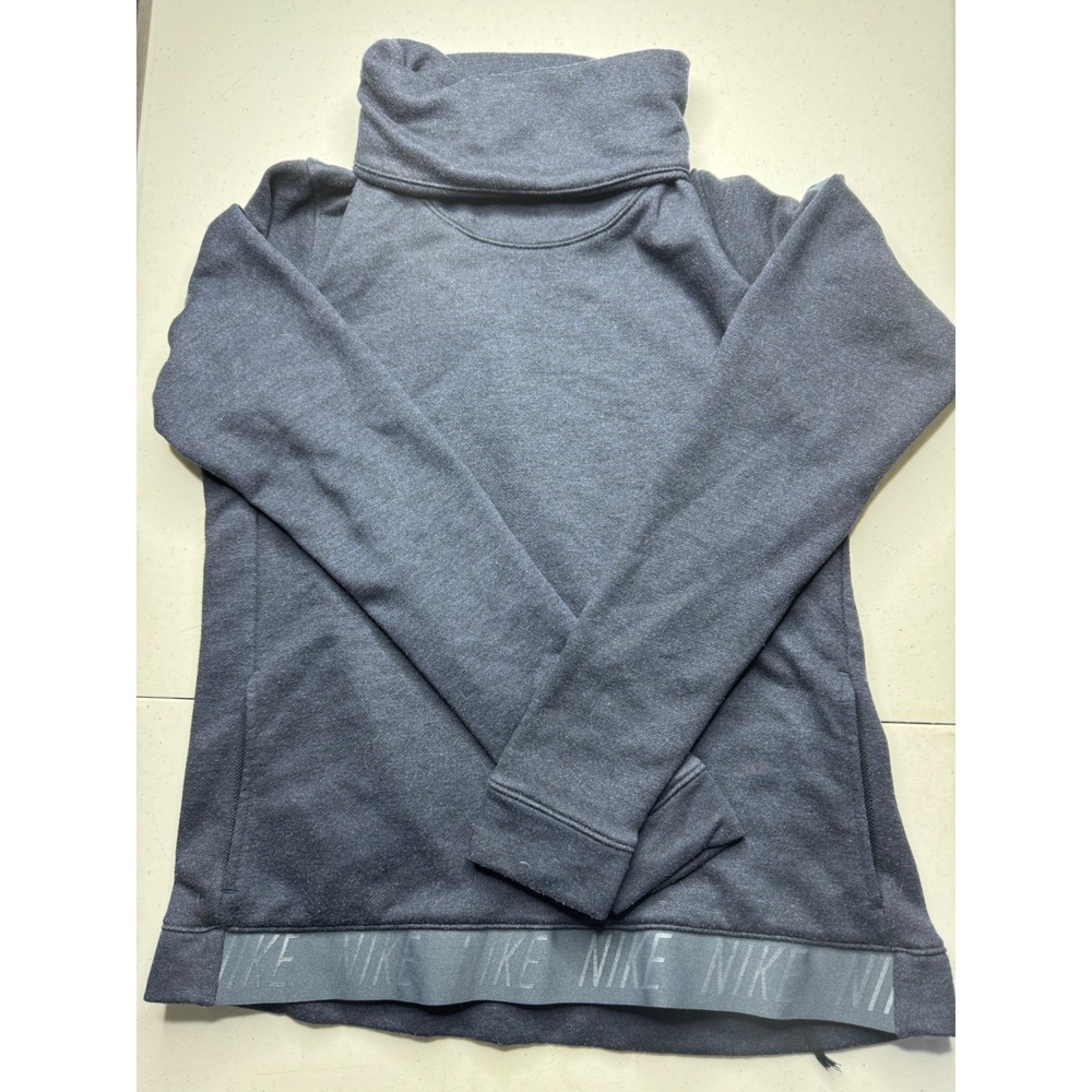 Nike Dri-FIT Funnel Neck Sweatshirt Gray‎ Cowl Neck Pullover Logo Hem Womens